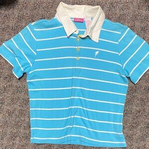 Kids Blue Striped Polo Shirt